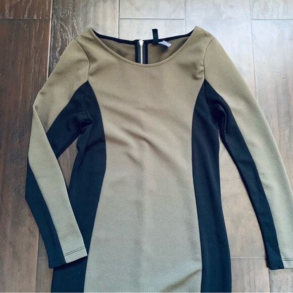 H&M Forest Green & Black Cocktail Date Night Bodycon Ribbed Mini Dress | Size: 8 - Picture 2 of 14